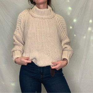 Free People My Only Sunshine chunky knit sweater in cream. Size small.